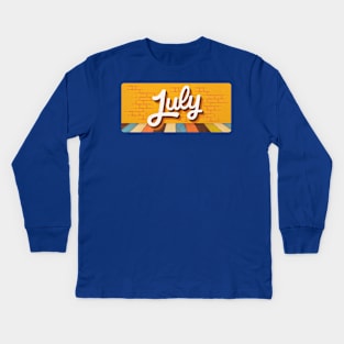 July Month Retro Text Kids Long Sleeve T-Shirt